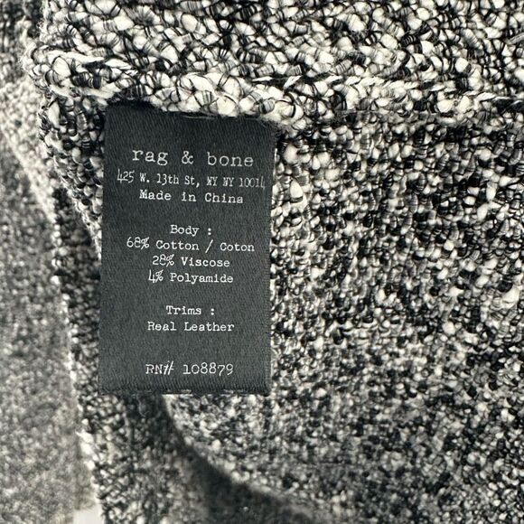 Rag & Bone Minella Leather Trimmed Jacket Gray Black size XS - Picture 4 of 5